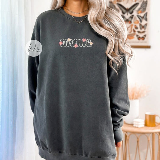 mama floral | embroidered sweatshirt | comfort colors