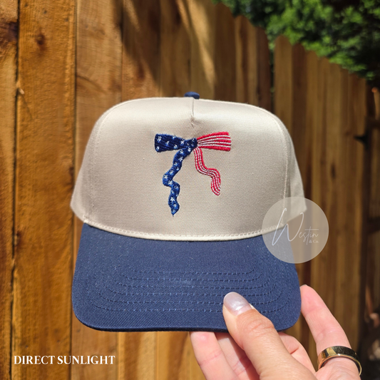 Patriotic Thin Bow | Embroidered Hat
