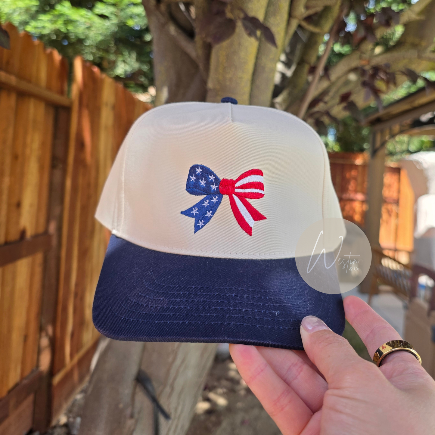 Patriotic Big Bow | Embroidered Hat