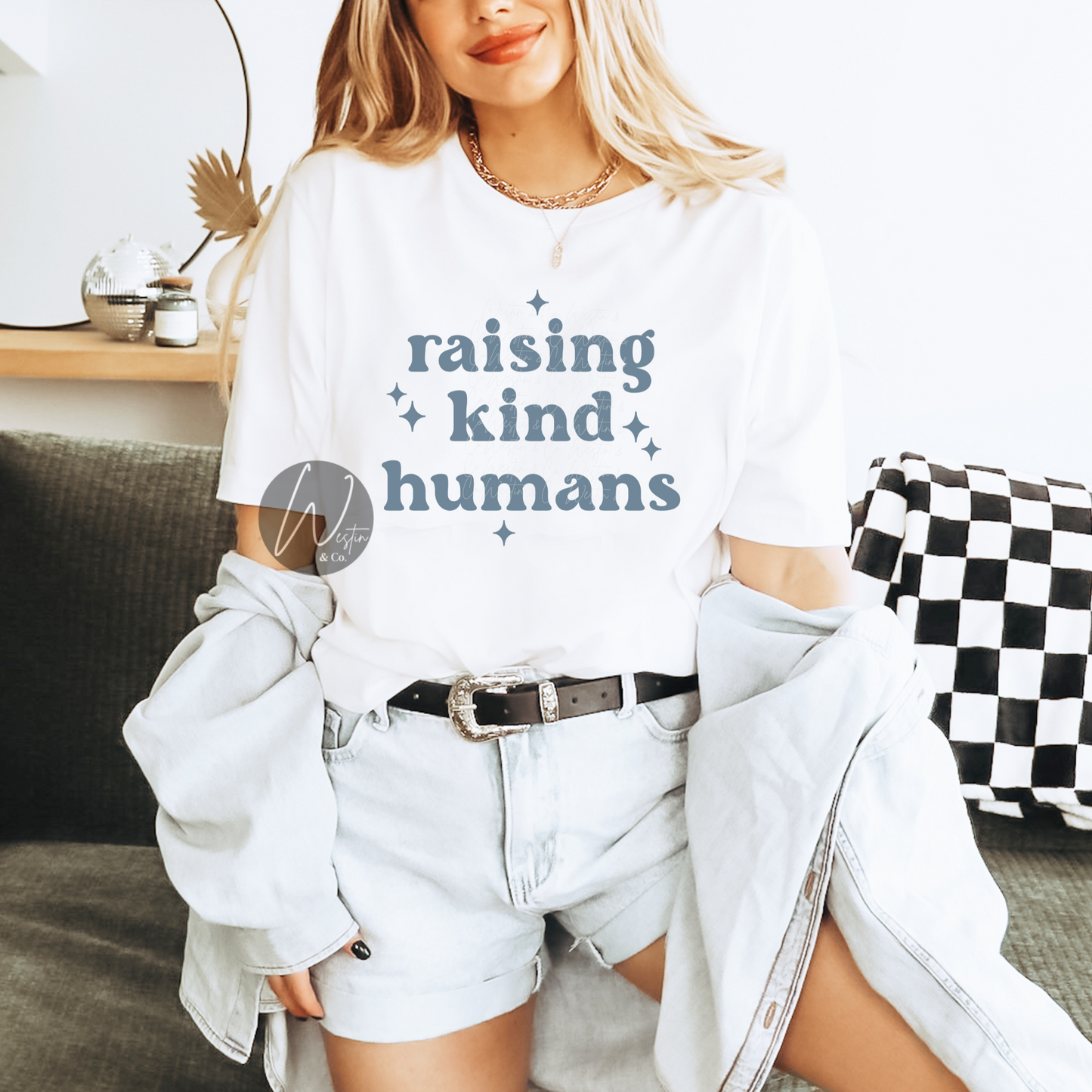 Raising Kind Humans | Blue Design | Tee