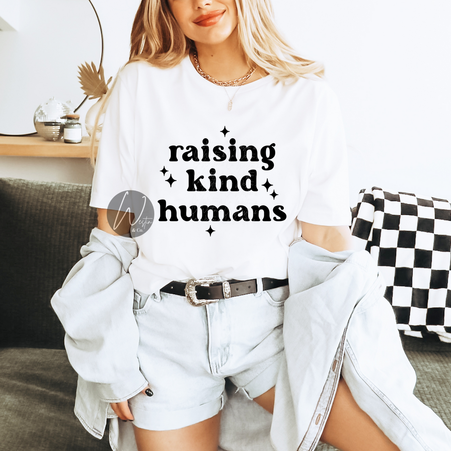 Raising Kind Humans | Black Design | Tee