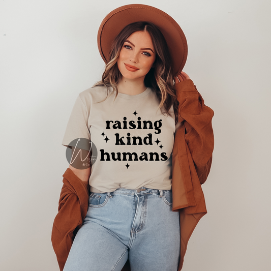 Raising Kind Humans | Black Design | Tee