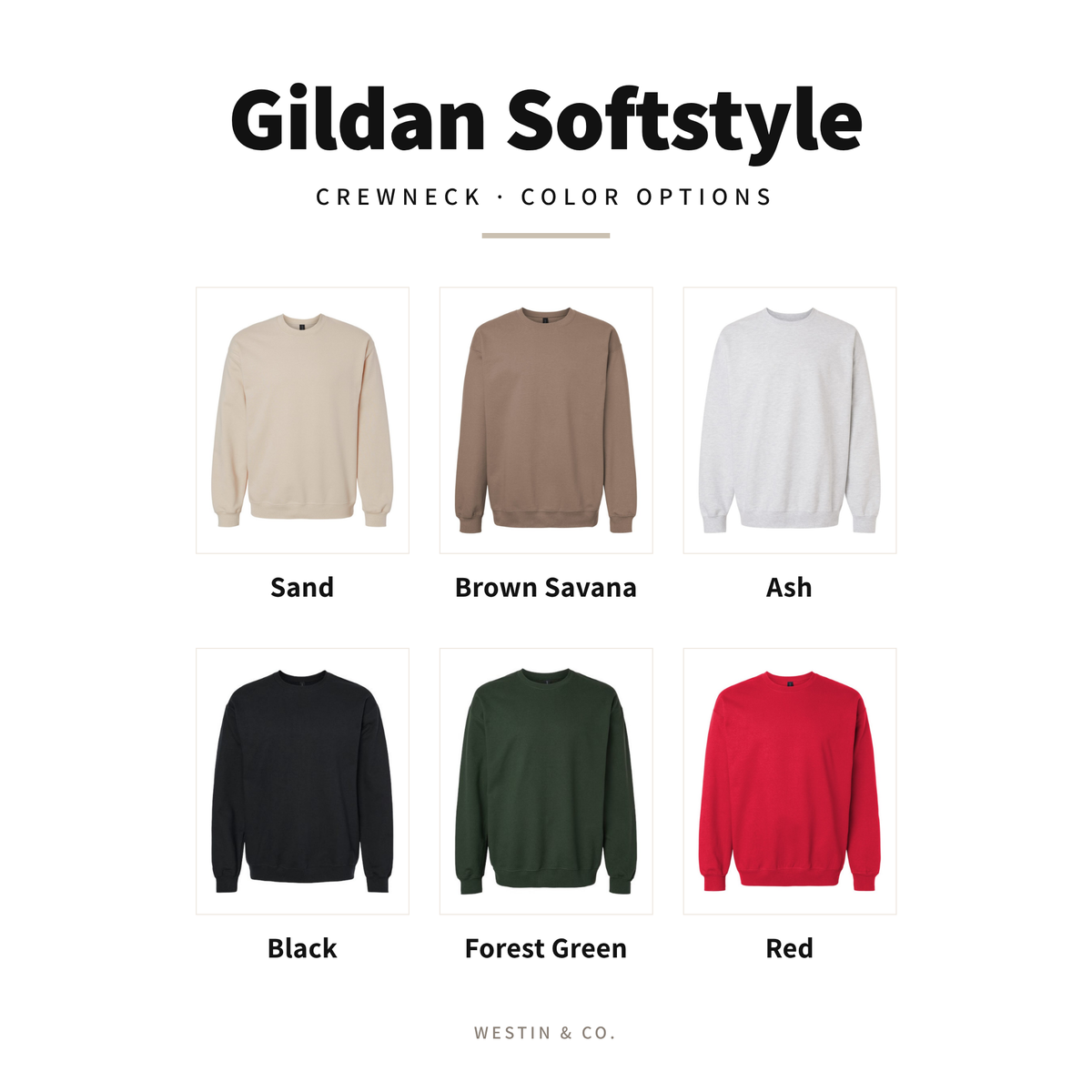 Gildan Softstyle crewneck color options