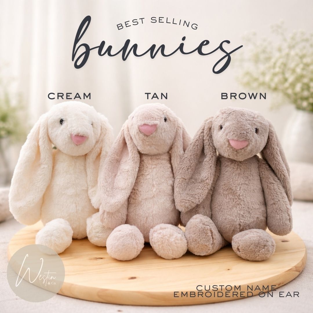 Custom Embroidered Plush Bunny – Personalized Gift 🐰✨