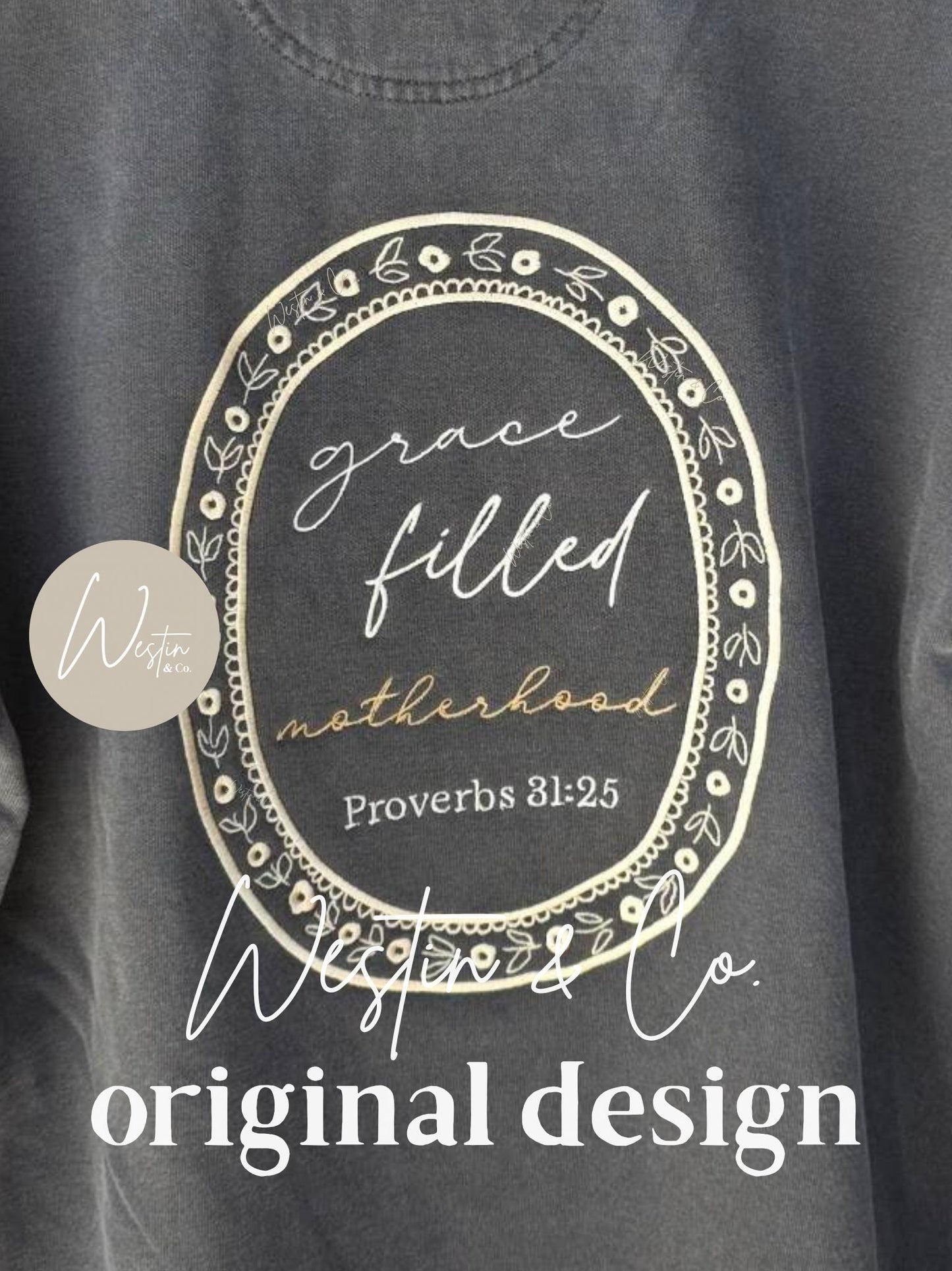 Grace Filled Motherhood Embroidered Crewneck | Comfort Colors