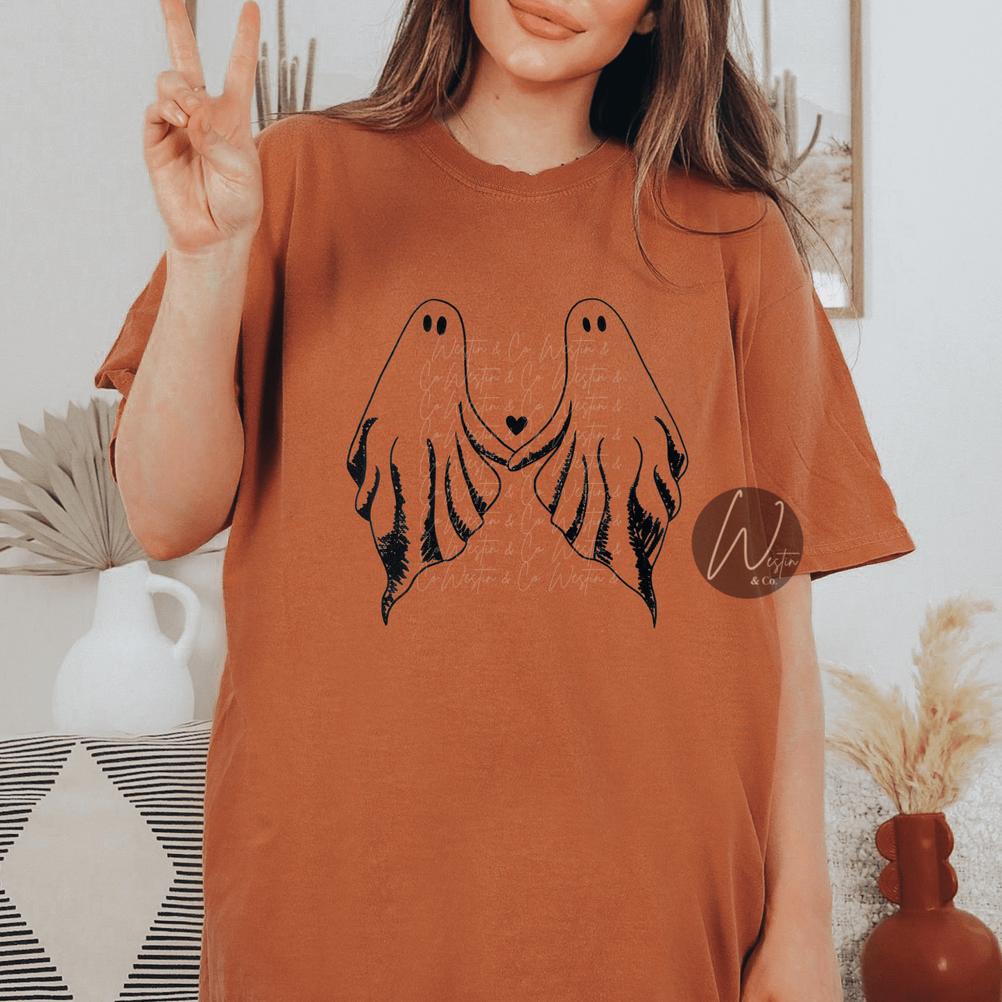 Two Ghosts and Heart Tee